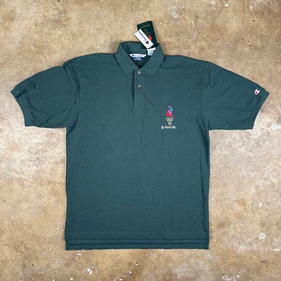 Vintage Champion 1996 Atlanta Olympics Polo Shirt Men’s Large Green NWT USA Made - Picture 1 of 8